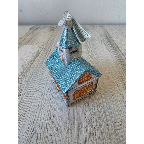 OWC old world romantic church chapel glass glitter ornament Xmas tree - Picture 2 of 8